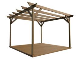 Rackhams Ovolo Wooden Pergola and Decking Kit - Natural (Light Green) - 4.2m x 4.2m - thumbnail 4