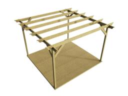 Rackhams Ovolo Wooden Pergola and Decking Kit - Natural (Light Green) - 4.2m x 4.2m - thumbnail 3
