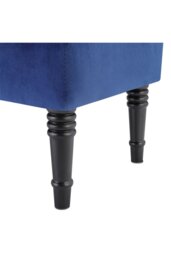 Rackhams Blue Buttoned Tufted Velvet Storage Ottoman Bench with Rubberwood Legs Luxury Bed End Stool - Dark Blue - thumbnail 5