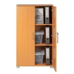 Rackhams Beech wooden Filing cabinet with 2 shelves - 2 Door Lockable Filing Cabinet - Tall wood Office Storage Cupboard Organiser - Neutral - Wood - 35cm(d)120cm(h)70cm(w) - thumbnail 3