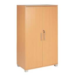 Rackhams Beech wooden Filing cabinet with 2 shelves - 2 Door Lockable Filing Cabinet - Tall wood Office Storage Cupboard Organiser - Neutral - Wood - 35cm(d)120cm(h)70cm(w) - thumbnail 1