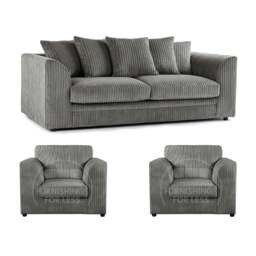 Rackhams Luxor Full Jumbo Cord 3 Seater and 2 x Armchairs - Scatter Back - Cream - thumbnail 2