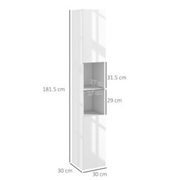 Rackhams High Gloss Bathroom Floor Cabinet Storage Cupboard with Doors - thumbnail 6