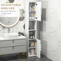 Rackhams High Gloss Bathroom Floor Cabinet Storage Cupboard with Doors - thumbnail 5