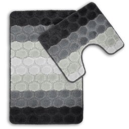 Rackhams Hex Stripe Bathmat Set Anti Slip - Orange - thumbnail 3