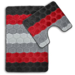 Rackhams Hex Stripe Bathmat Set Anti Slip - Orange - thumbnail 6