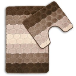 Rackhams Hex Stripe Bathmat Set Anti Slip - Orange - thumbnail 5