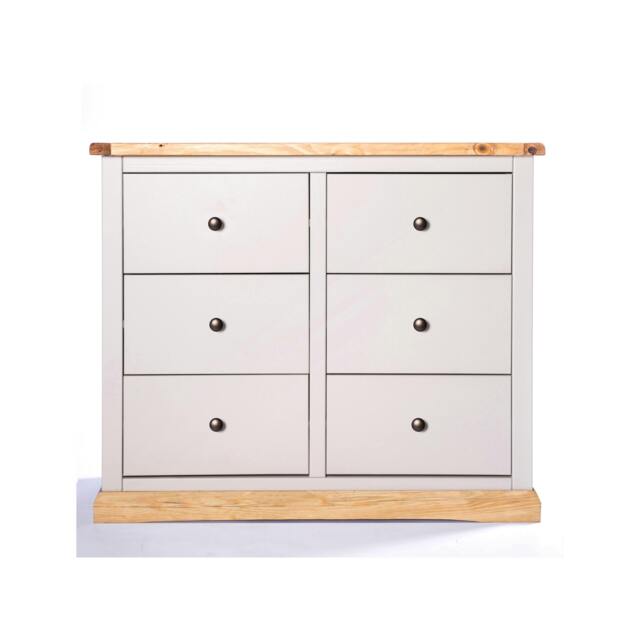 Rackhams Bomporto 6 Drawer Chest of Drawers Brass Knob - Light Grey - image 1
