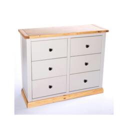 Rackhams Bomporto 6 Drawer Chest of Drawers Brass Knob - Light Grey - thumbnail 3