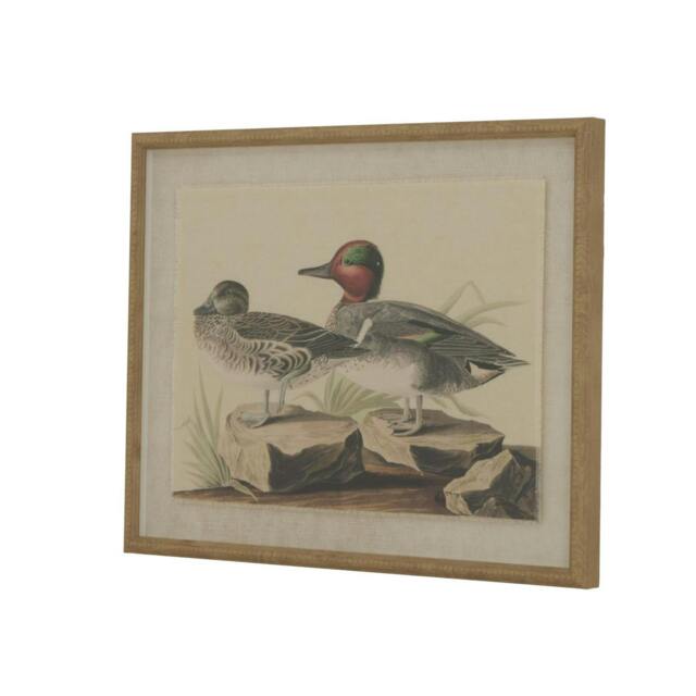 Rackhams Flora & Fauna Collection Teals Beaded Linen Framed Wall Art - Brown/White/Black - Brown/White/Black - 50cm x 2cm x 40cm - Brown/White/Black - image 1