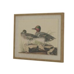 Rackhams Flora & Fauna Collection Teals Beaded Linen Framed Wall Art - Brown/White/Black - Brown/White/Black - 50cm x 2cm x 40cm - Brown/White/Black - thumbnail 2