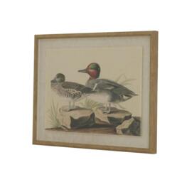 Rackhams Flora & Fauna Collection Teals Beaded Linen Framed Wall Art - Brown/White/Black - Brown/White/Black - 50cm x 2cm x 40cm - Brown/White/Black