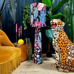 Rackhams Handmade Velvet Portable Lamps in Acid Jungle - Midi - 52cm Height - Rechargeable LED Bulb - thumbnail 3