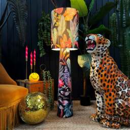 Rackhams Handmade Velvet Portable Lamps in Acid Jungle - Midi - 52cm Height - Rechargeable LED Bulb - thumbnail 4