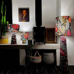 Rackhams Handmade Velvet Portable Lamps in Acid Jungle - Midi - 52cm Height - Rechargeable LED Bulb - thumbnail 2