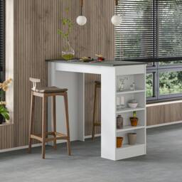 Rackhams Swallow Modern Kitchen Bar Dining Table with 4-Tier Storage Shelves H 102cm - Anthracite Grey - thumbnail 6