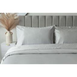 Rackhams Embroidered Detail Egyptian Cotton Pillowcase - Platinum - 75cm x 50cm - Platinum - 100% Egyptian Cotton - thumbnail 1