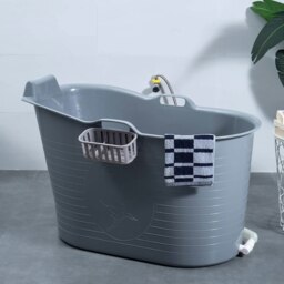 Rackhams Bathtub for Adults, Soaking Bathtub for Hot Bath and Ice Bath Freestanding Bath Tub Grey - thumbnail 1