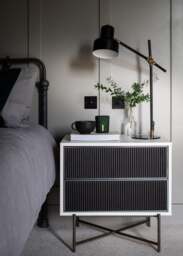 Rackhams Adriana Bedside Chests - White Wood - White Ceramic Marble - Brushed Bronze - thumbnail 5