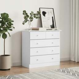 Rackhams Chest of Drawers ALTA White 77x35x73 cm Solid Wood Pine - White - Solid pine wood