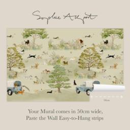 Rackhams Dog Walking Hambleton Sage Fixed Size Wall Mural - thumbnail 3