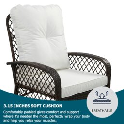 Rackhams 3 PCS Garden Furniture Set, Wicker Conversation Bistro Set with Glass Table with Ice Bucket - Armchair - thumbnail 2