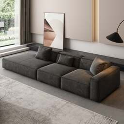 Rackhams Hoshi HB12 Three Seater Corner, Four Seater Corner Sofa, Leathaire - Left Hand Facing - Three Seater Corner 265cm - Dark Grey - thumbnail 4