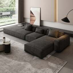 Rackhams Hoshi HB12 Three Seater Corner, Four Seater Corner Sofa, Leathaire - Left Hand Facing - Three Seater Corner 265cm - Dark Grey - thumbnail 2