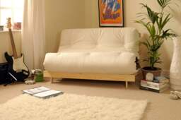 Rackhams Wooden Futon sofa bed frame with a Standard Mattress - Orange - 4ft - thumbnail 2
