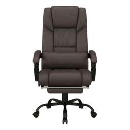 Rackhams 6-Point Massage Office Chair, PU Leather Desk Chair with Adjustable Height and Footrest for Home Office, Brown - thumbnail 1