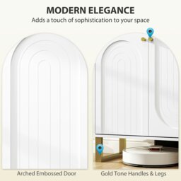 Rackhams Sideboard with Adjustable Shelves & 2 Doors for Living Room, White - White - Matte white, gold accents - Sideboard - thumbnail 4