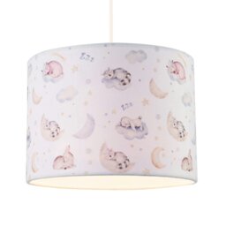 Rackhams Fun and Cosy Baby Velvet Lamp Shade with Stars Clouds and Animals - thumbnail 2