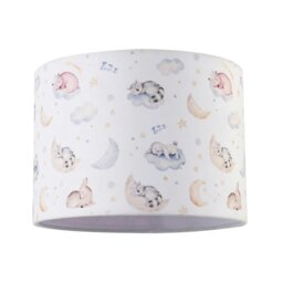 Rackhams Fun and Cosy Baby Velvet Lamp Shade with Stars Clouds and Animals - thumbnail 1