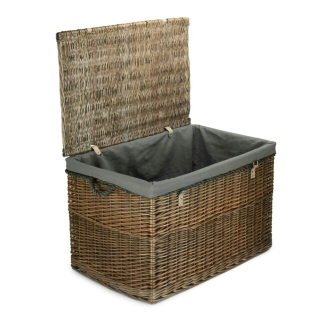 Rackhams Large Antique Wash Wicker Storage Basket - Grey