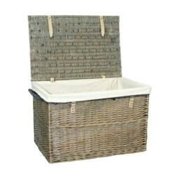 Rackhams Large Antique Wash Wicker Storage Basket - Grey - thumbnail 5