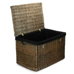 Rackhams Large Antique Wash Wicker Storage Basket - Grey - thumbnail 6