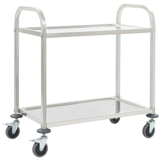 Rackhams 2-Tier Kitchen Trolley 96.5x55x90 cm Stainless Steel