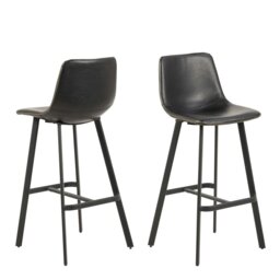 Rackhams I_Oregon Bar Chair in Black Set of 2 - 1 - thumbnail 1