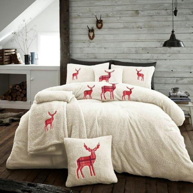 Rackhams EMB Stag Duvet Cover and Pillowcase Set - Cream - Double (200cm x 200cm)