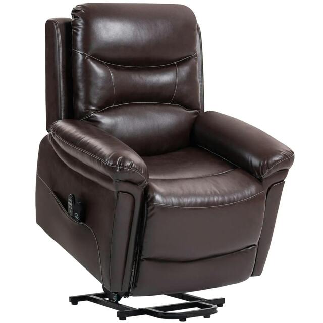 Rackhams Power Lift Recliner Chair with Vibration Massage, Heat, USB - Brown