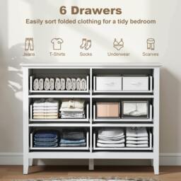 Rackhams Fluted Chest of Drawers 6 Drawer Dresser for Bedroom Hallway White - White - 6 - Modern - thumbnail 4