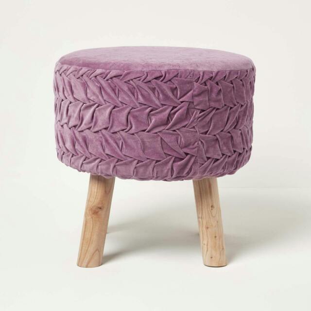 Rackhams Lyla Pleated Velvet Footstool, 40 cm Tall - Lilac Pink - image 1