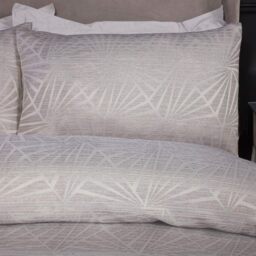 Rackhams Luxury Hotel Quality Lurex Jacquard Geometric Deco Duvet Cover with Pillowcases - Natural - Double (200cm x 200cm) - thumbnail 2