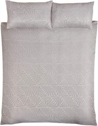 Rackhams Luxury Hotel Quality Lurex Jacquard Geometric Deco Duvet Cover with Pillowcases - Natural - Double (200cm x 200cm) - thumbnail 3