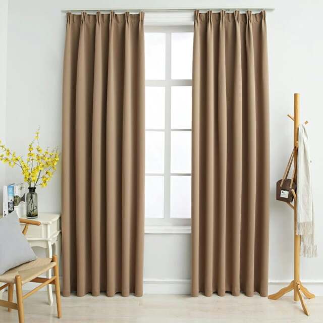Rackhams Blackout Curtains with Hooks 2 pcs Taupe 140x225 cm - 100% polyester