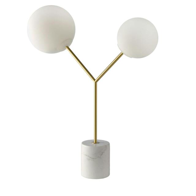 Rackhams Table Lamp in White Marble, Golden Steel and White Glass 8050 - image 1