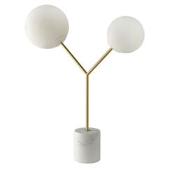 Rackhams Table Lamp in White Marble, Golden Steel and White Glass 8050 - thumbnail 1