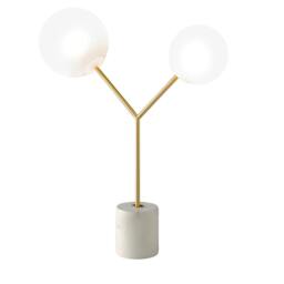 Rackhams Table Lamp in White Marble, Golden Steel and White Glass 8050 - thumbnail 2