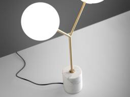 Rackhams Table Lamp in White Marble, Golden Steel and White Glass 8050 - thumbnail 5