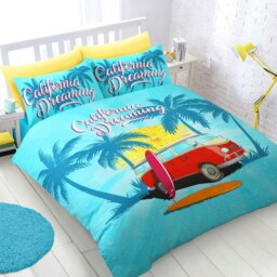 Rackhams California Dreaming Printed Cotton Blend Blue Duvet Cover and Pillowcase Set - Blue - King - thumbnail 2